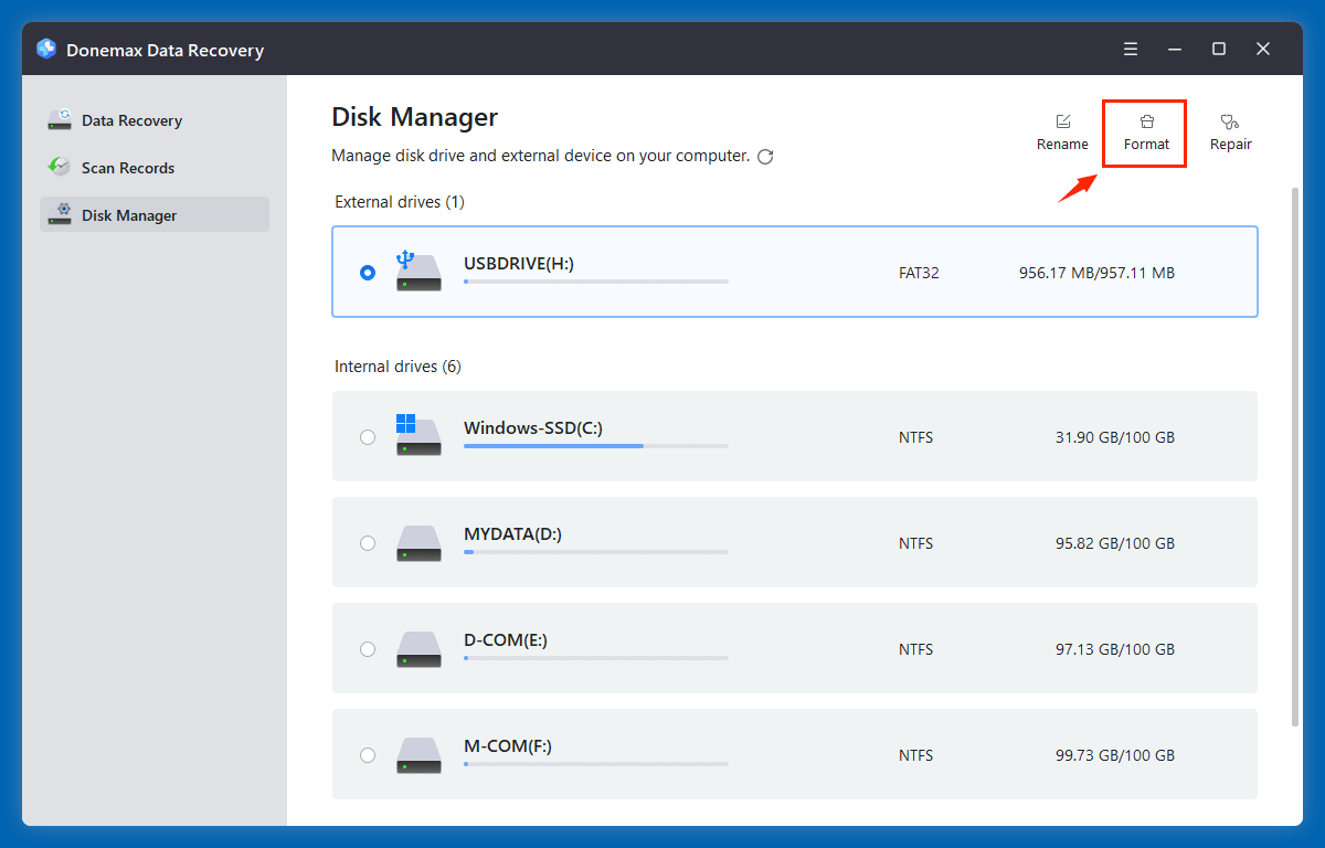 formatting a USB flash drive using CMD's diskpart tool