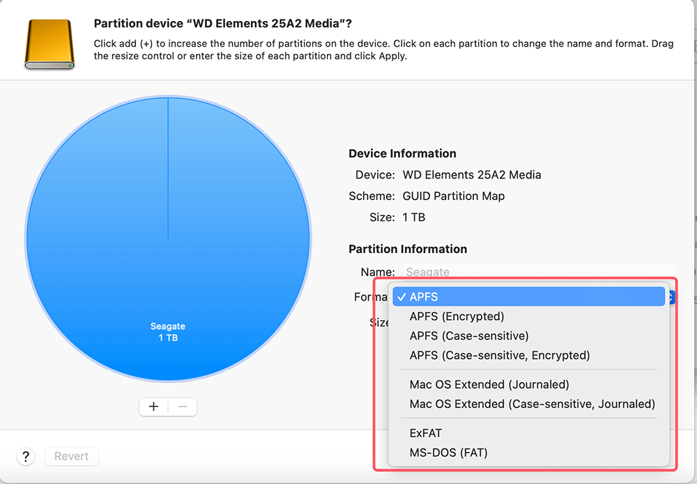 select ExFAT as the file system