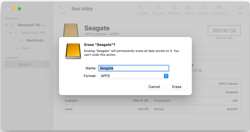 Configure Erase Options
