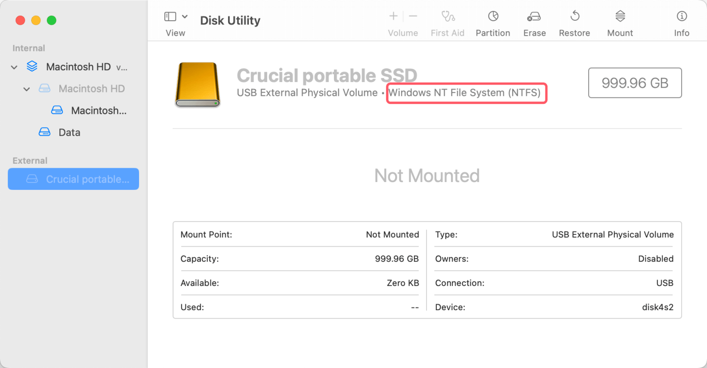 Choose the SSD and look at the file