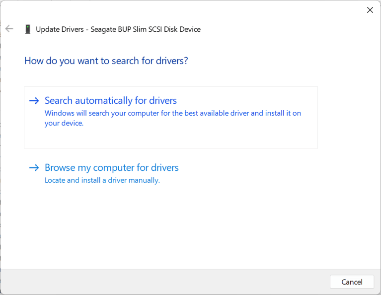 Choose 'Search automatically for drivers.'