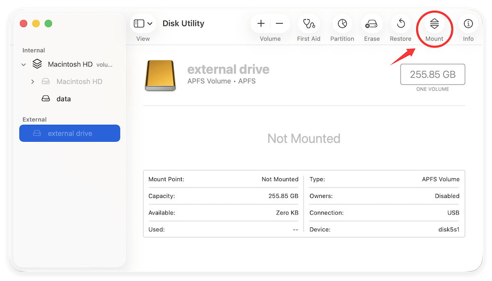 fix external hard drive not working on M5 Mac