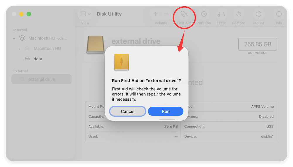 fix external hard drive not working on M5 Mac