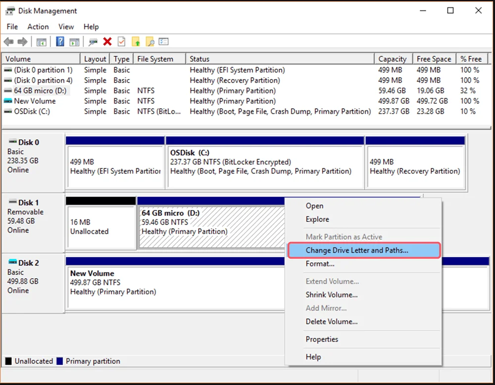 Assign a Drive Letter