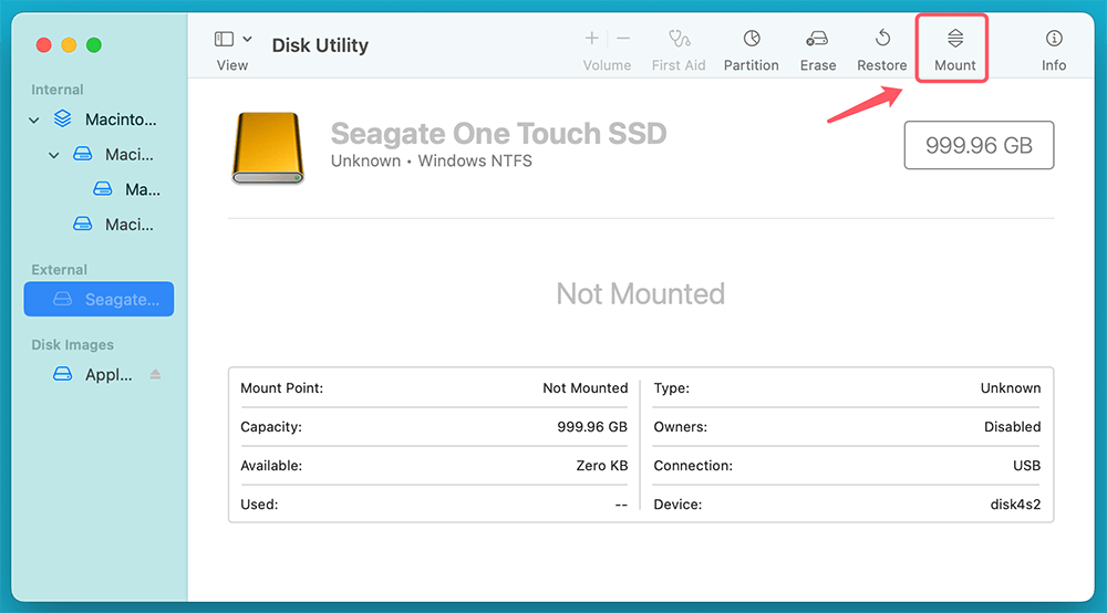 click the Mount button at the top