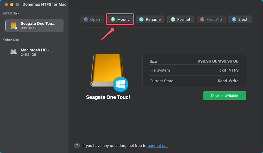 click on Mount button