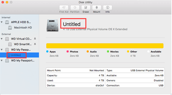 fix untitled drive on Mac