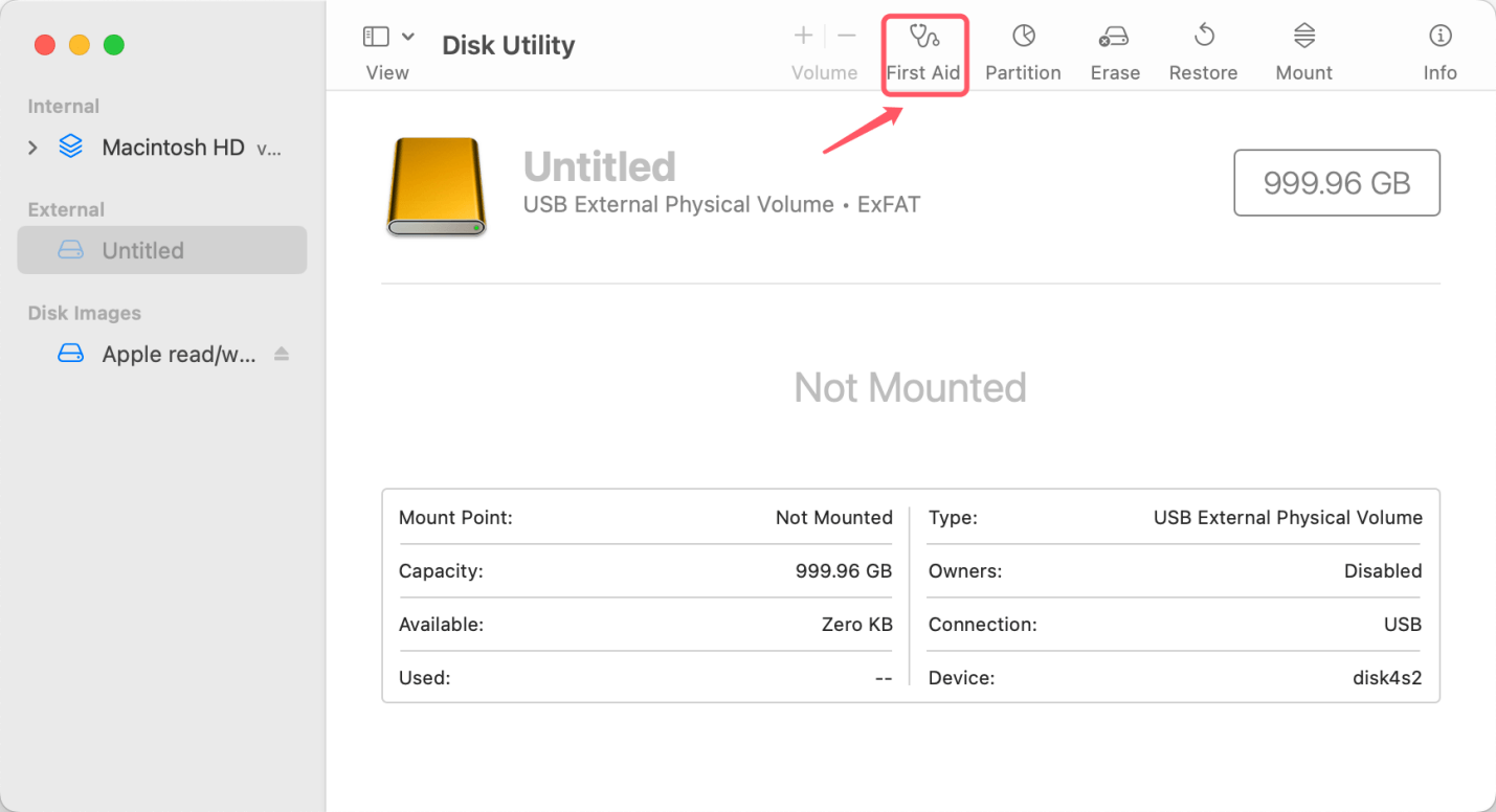 fix untitled drive on Mac