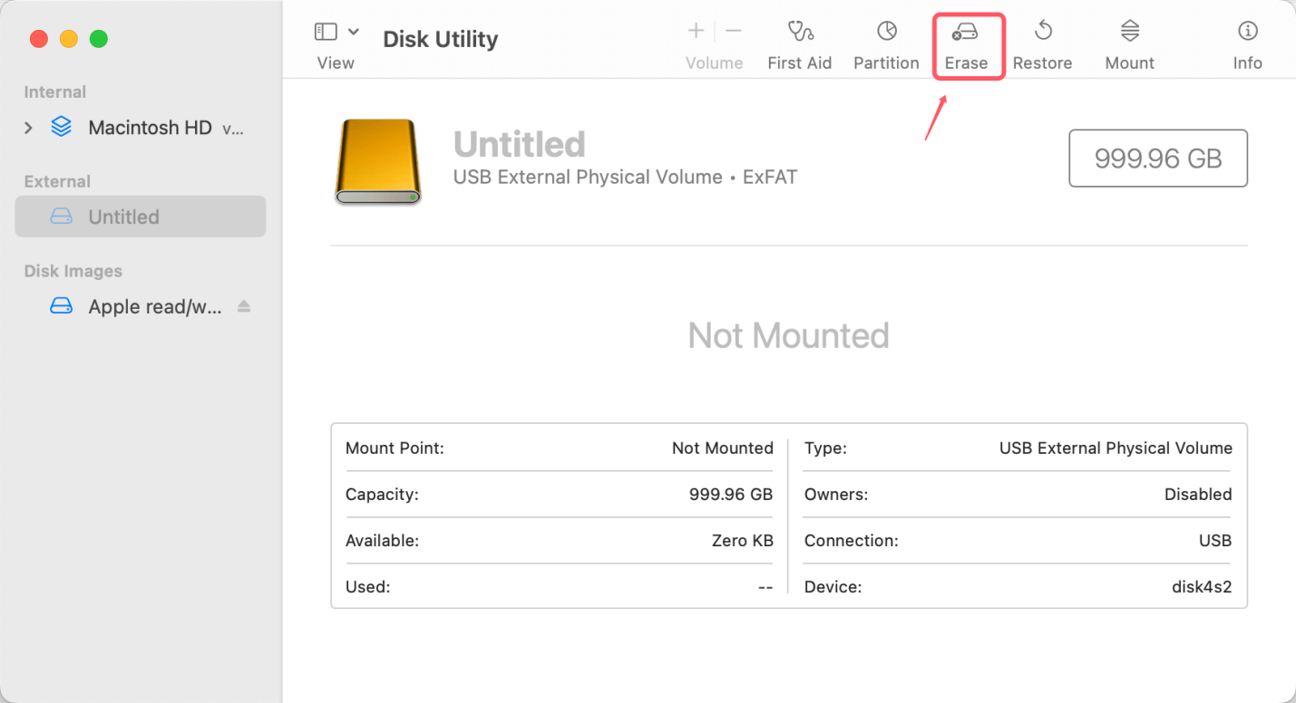 fix untitled drive on Mac