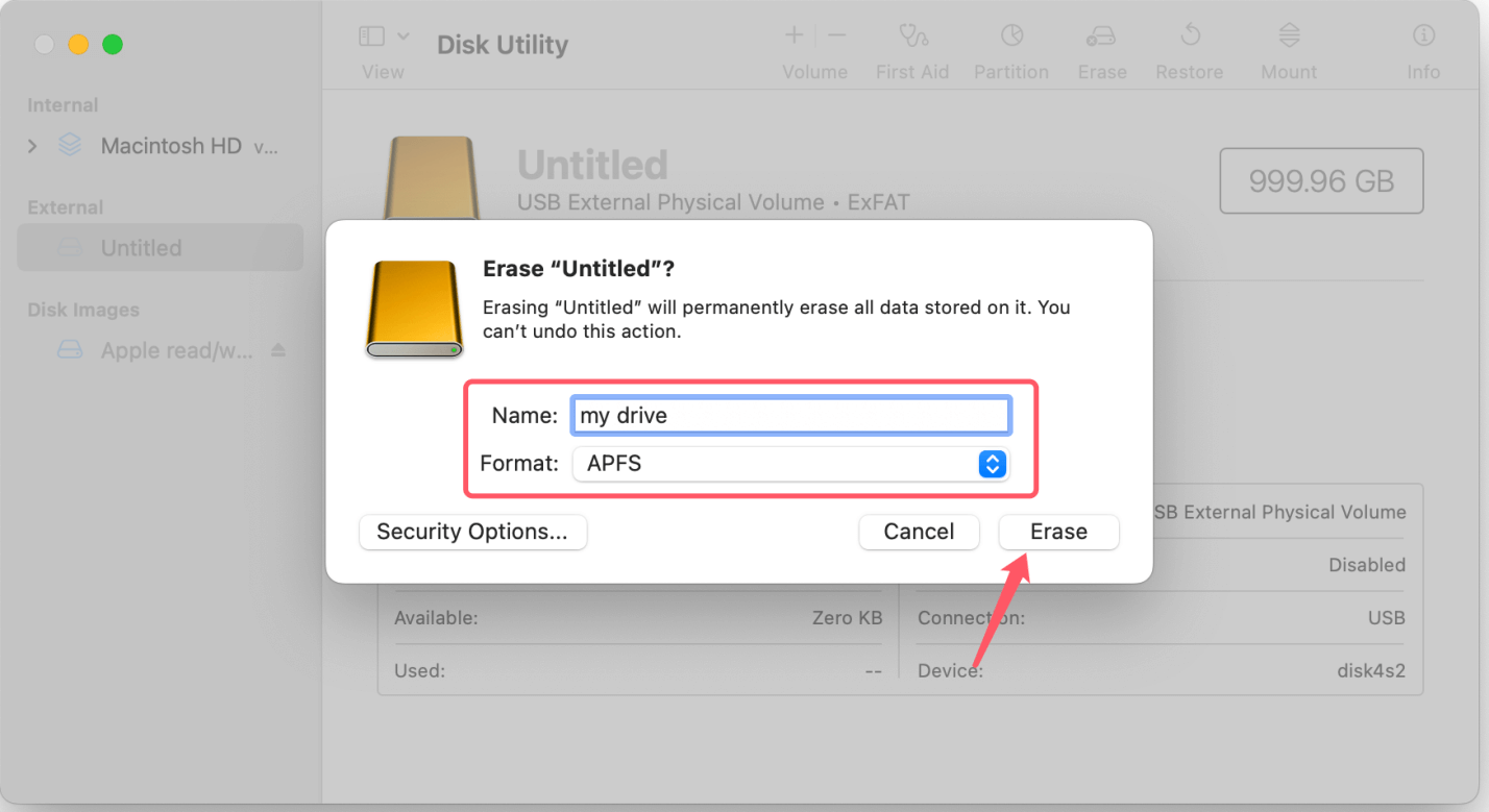 fix untitled drive on Mac