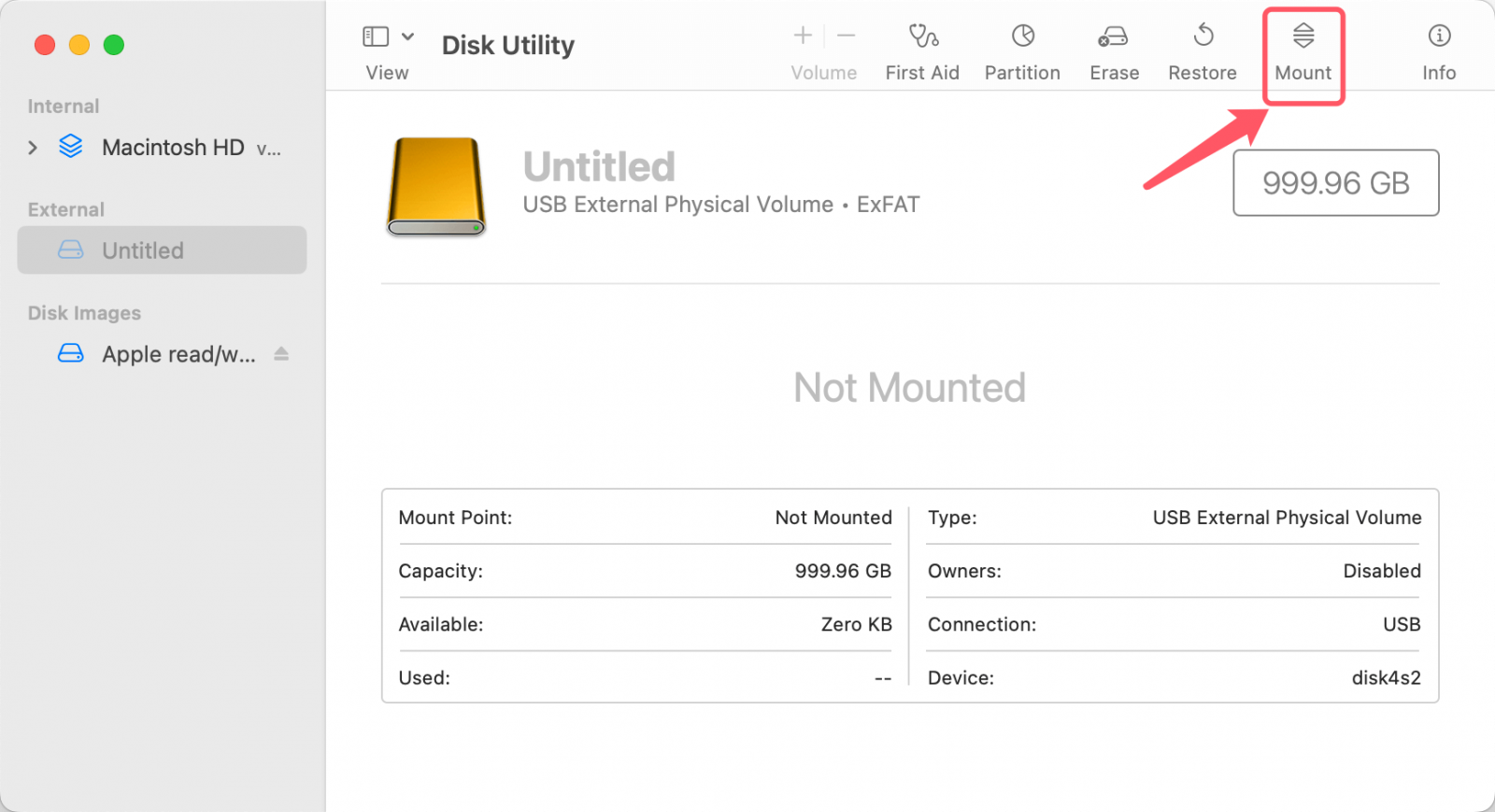 fix untitled drive on Mac