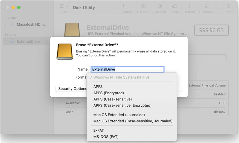 format SanDisk Extreme Portable SSD for Mac,