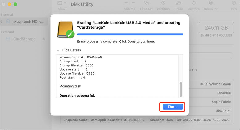 Click the Done button