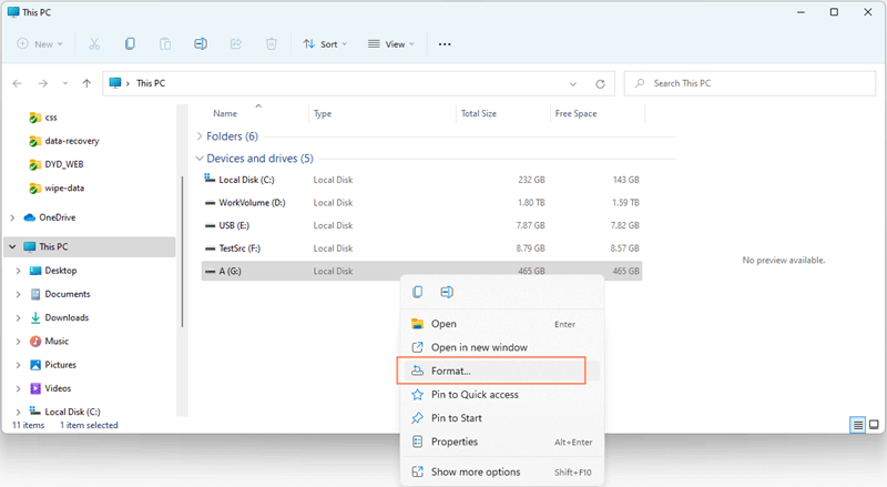 Format exFAT to NTFS through File Explorer