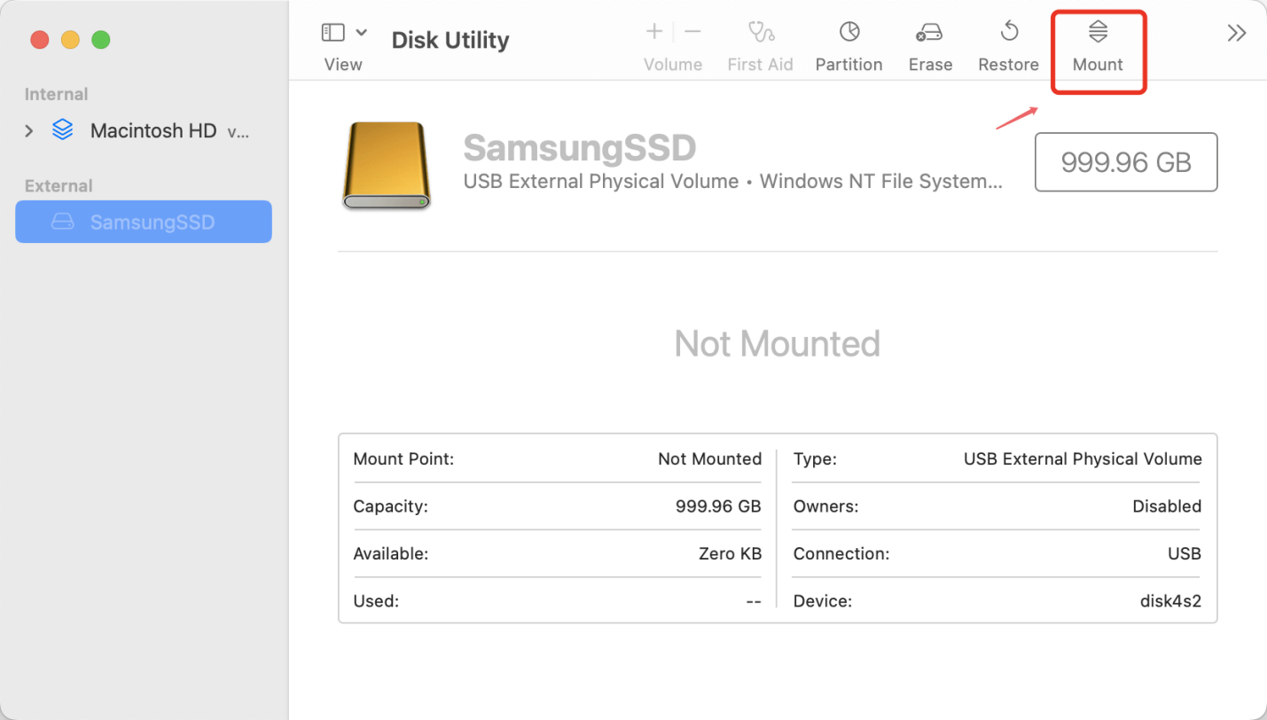mount external hard drive on Mac