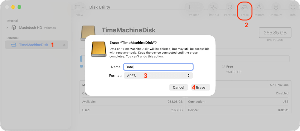 reset Time Machine drive