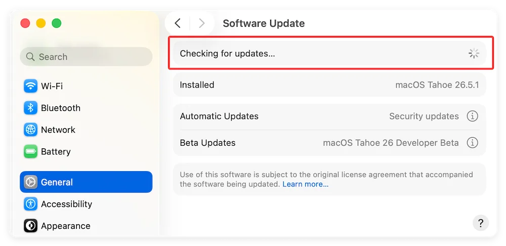 click Software Update