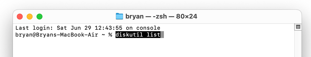 type diskutil list
