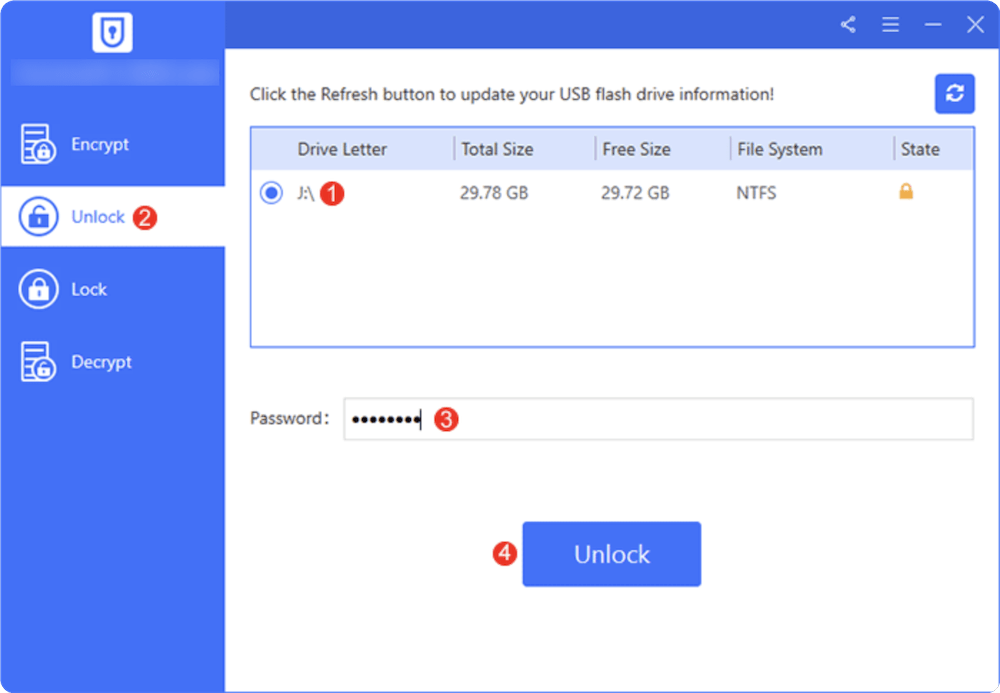 decrypt USB flash drive with software