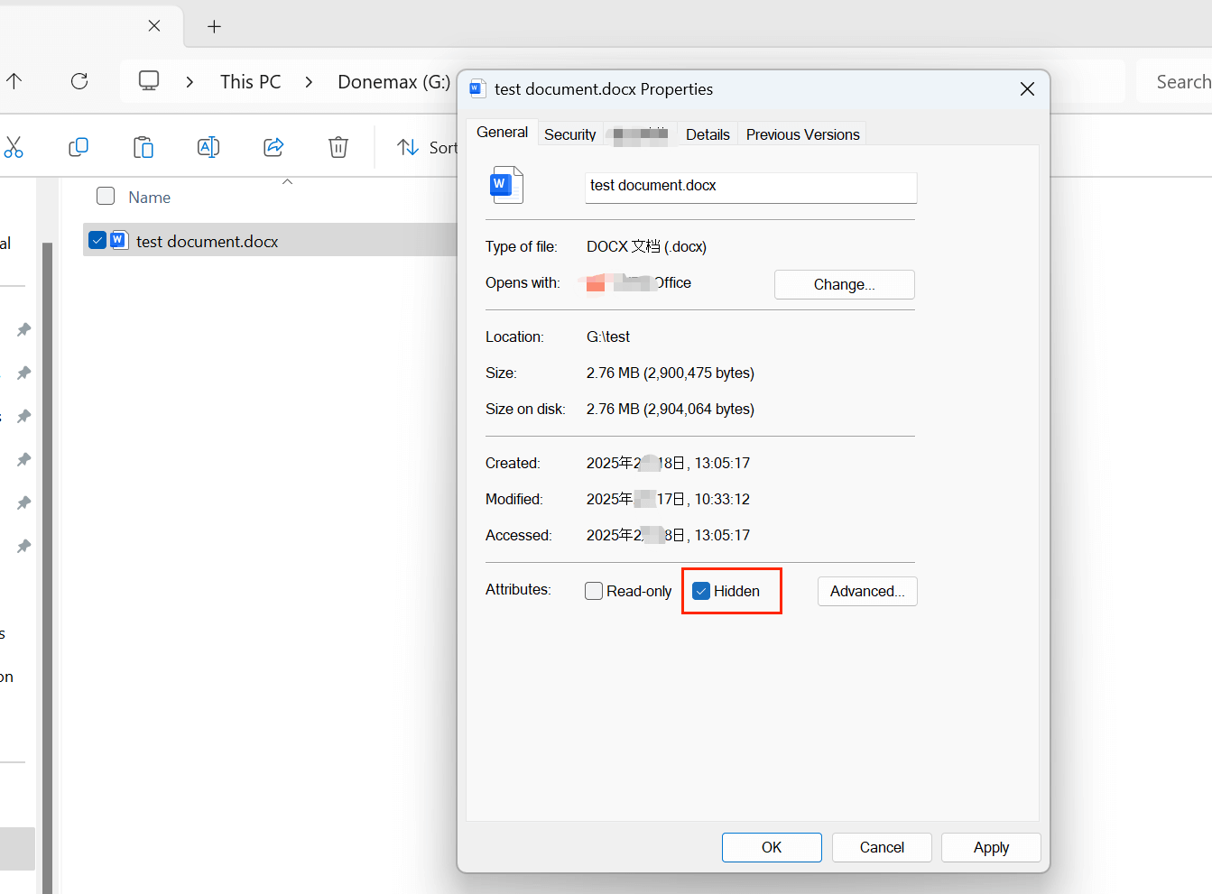 hide and unhide files and folders