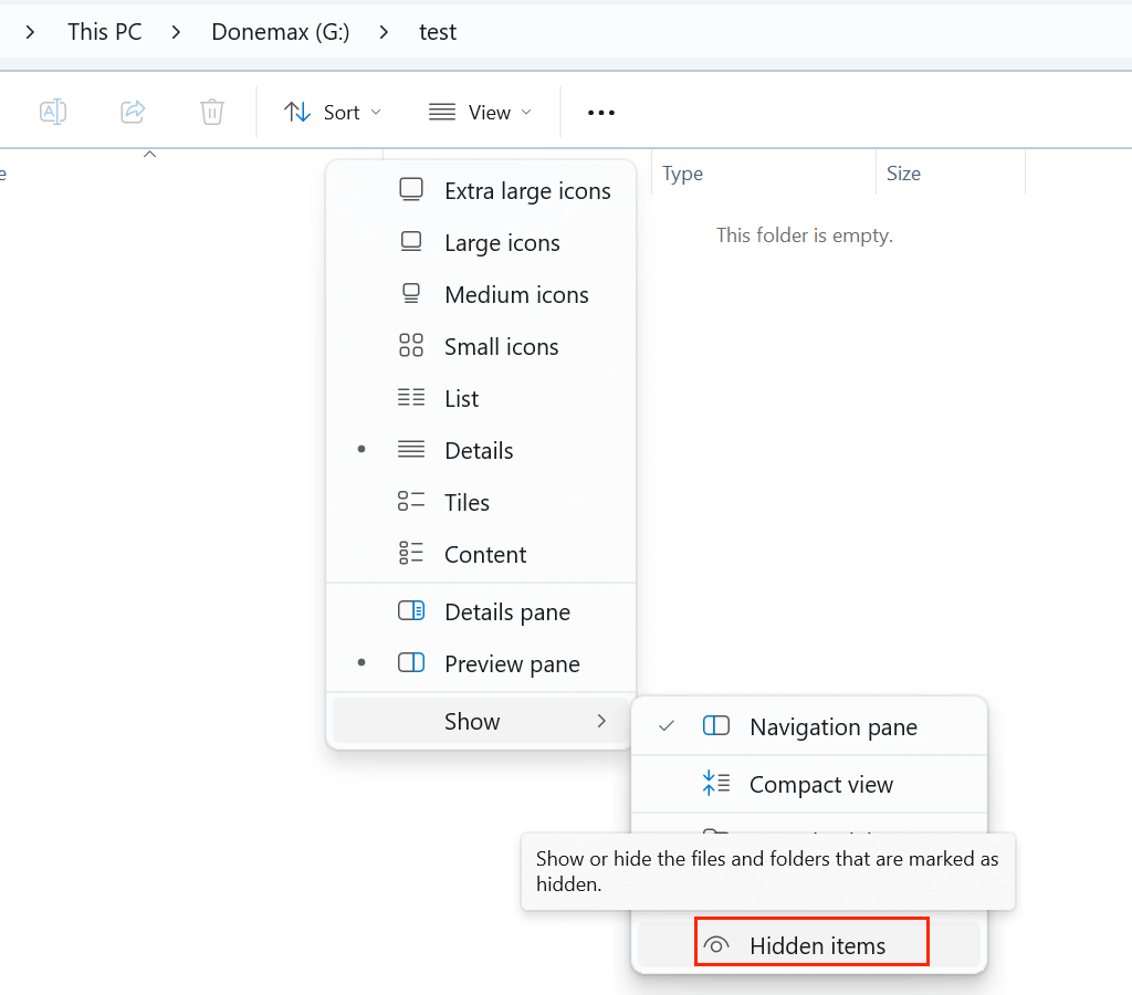 hide and unhide files and folders