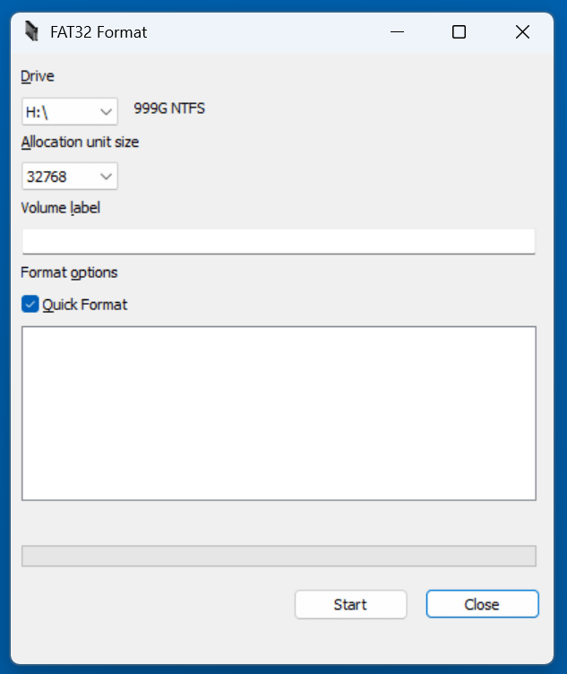 formatting drives over 32GB to FAT32