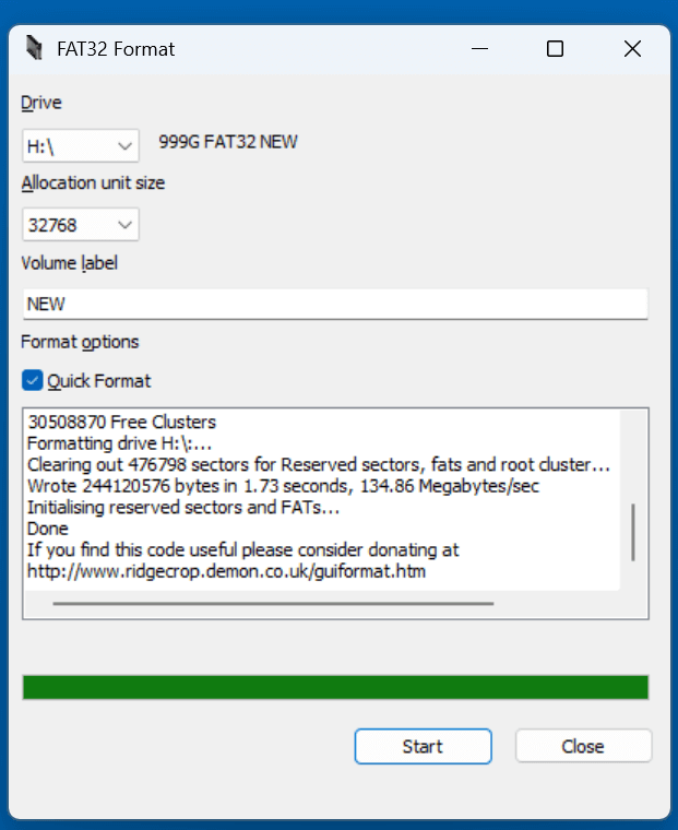 formatting drives over 32GB to FAT32