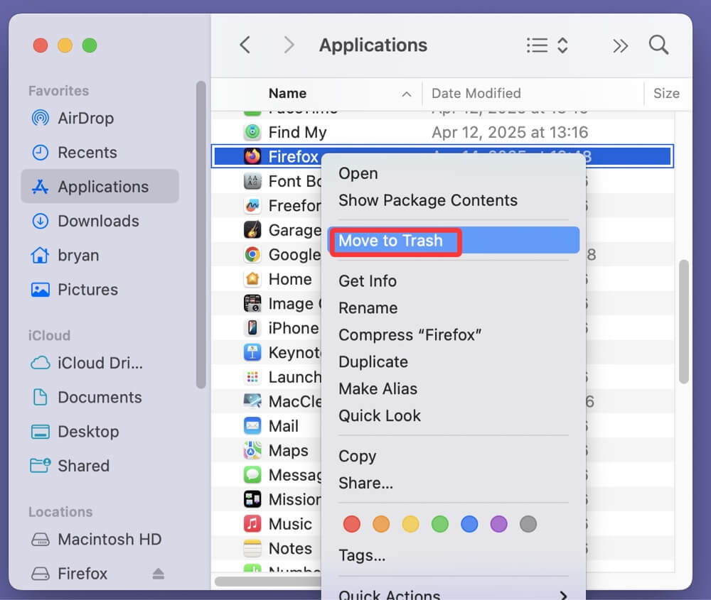 how to uninstall Firefox on Mac