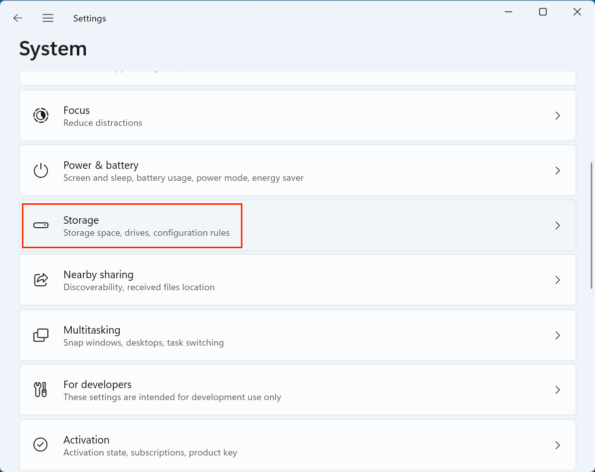 Windows Storage Sense