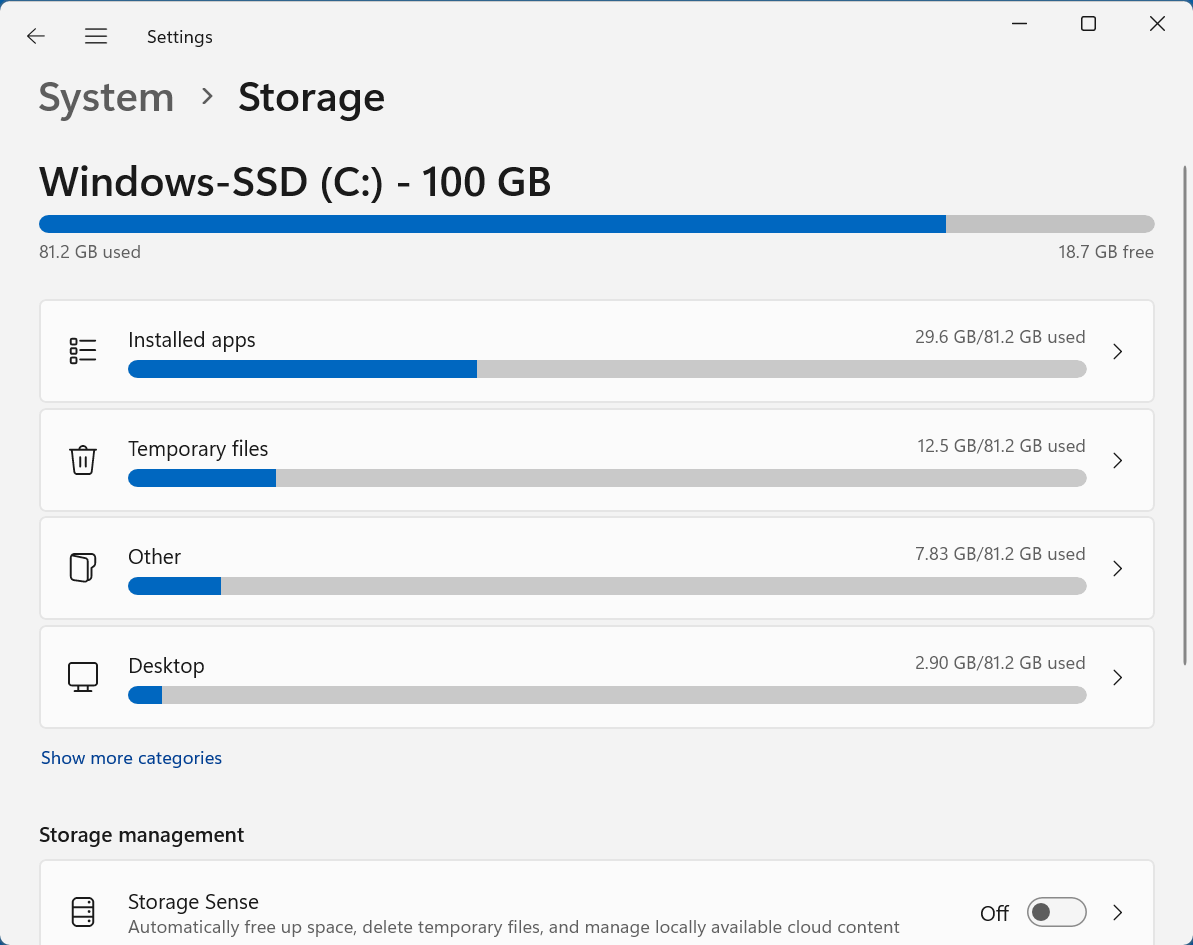 Windows Storage Sense