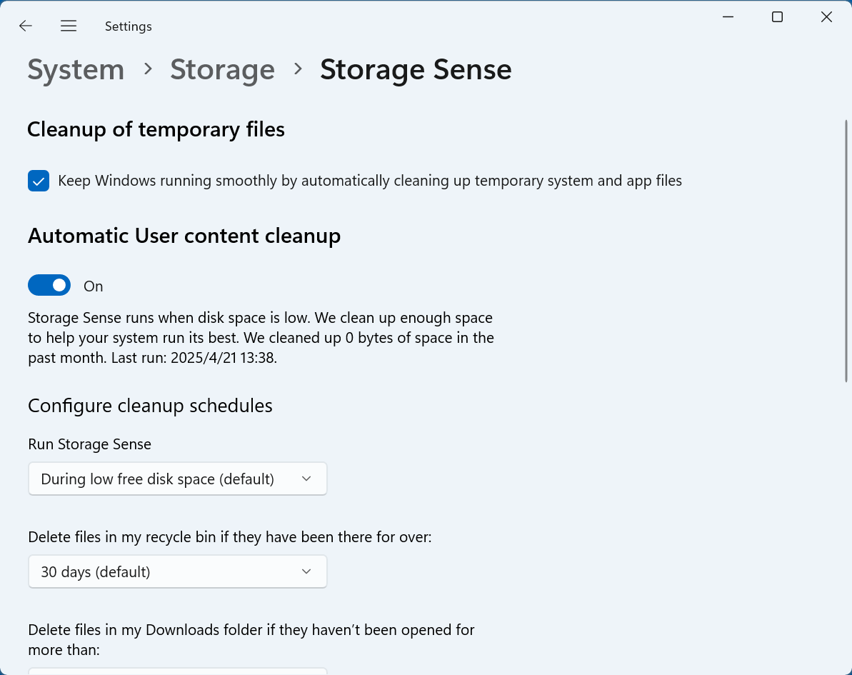 Windows Storage Sense