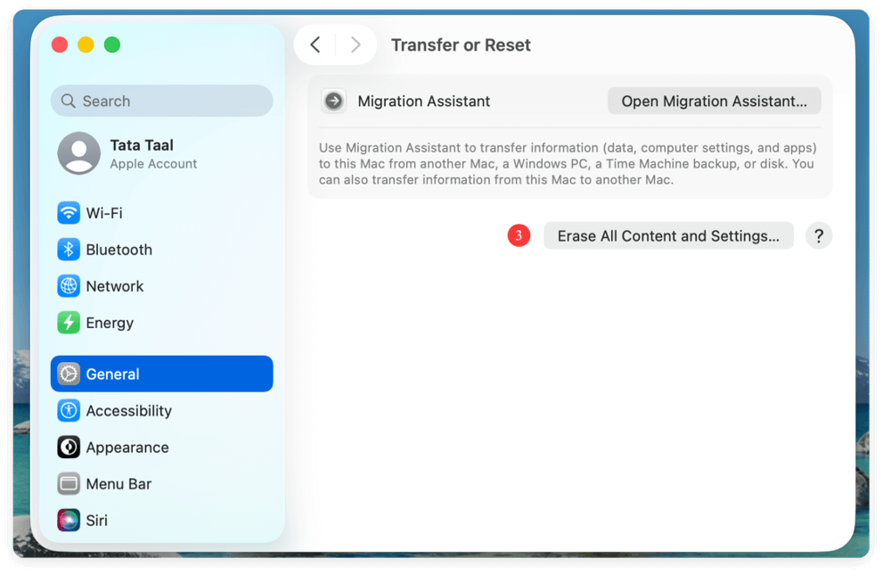 wipe startup disk on macOS Tahoe
