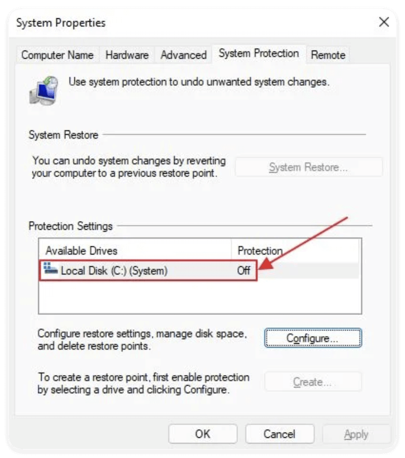 enable and disable System Restore