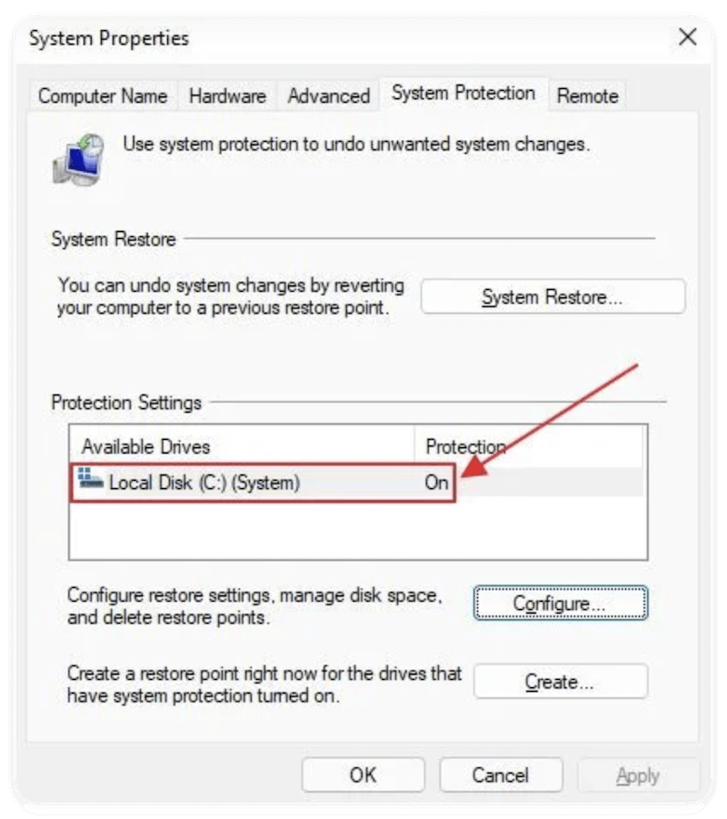 enable and disable System Restore