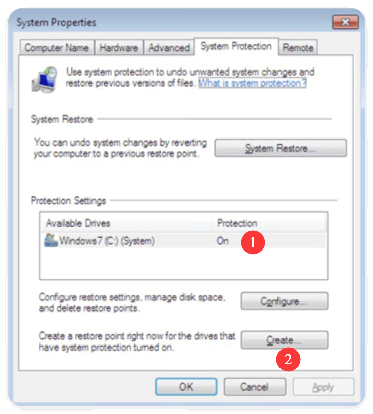 enable and disable System Restore