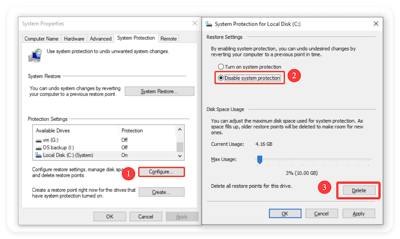 enable and disable System Restore