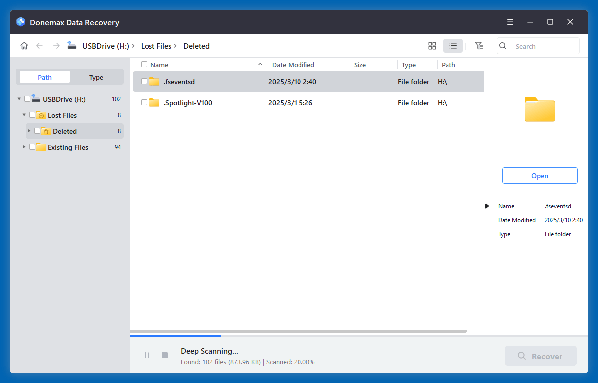 Click on Scan button to deeply scan the drive