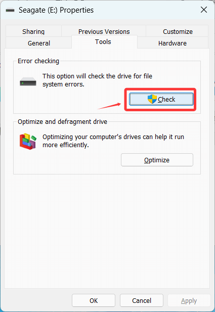 Select Check from the Error Checking section of the Tools menu