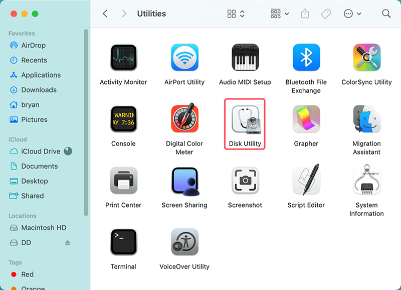 Open Disk Utility
