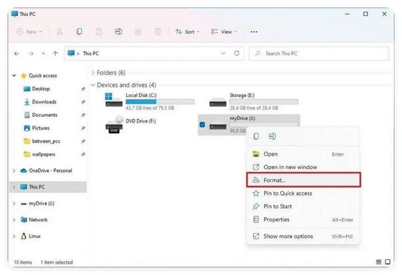Choose Format from the menu