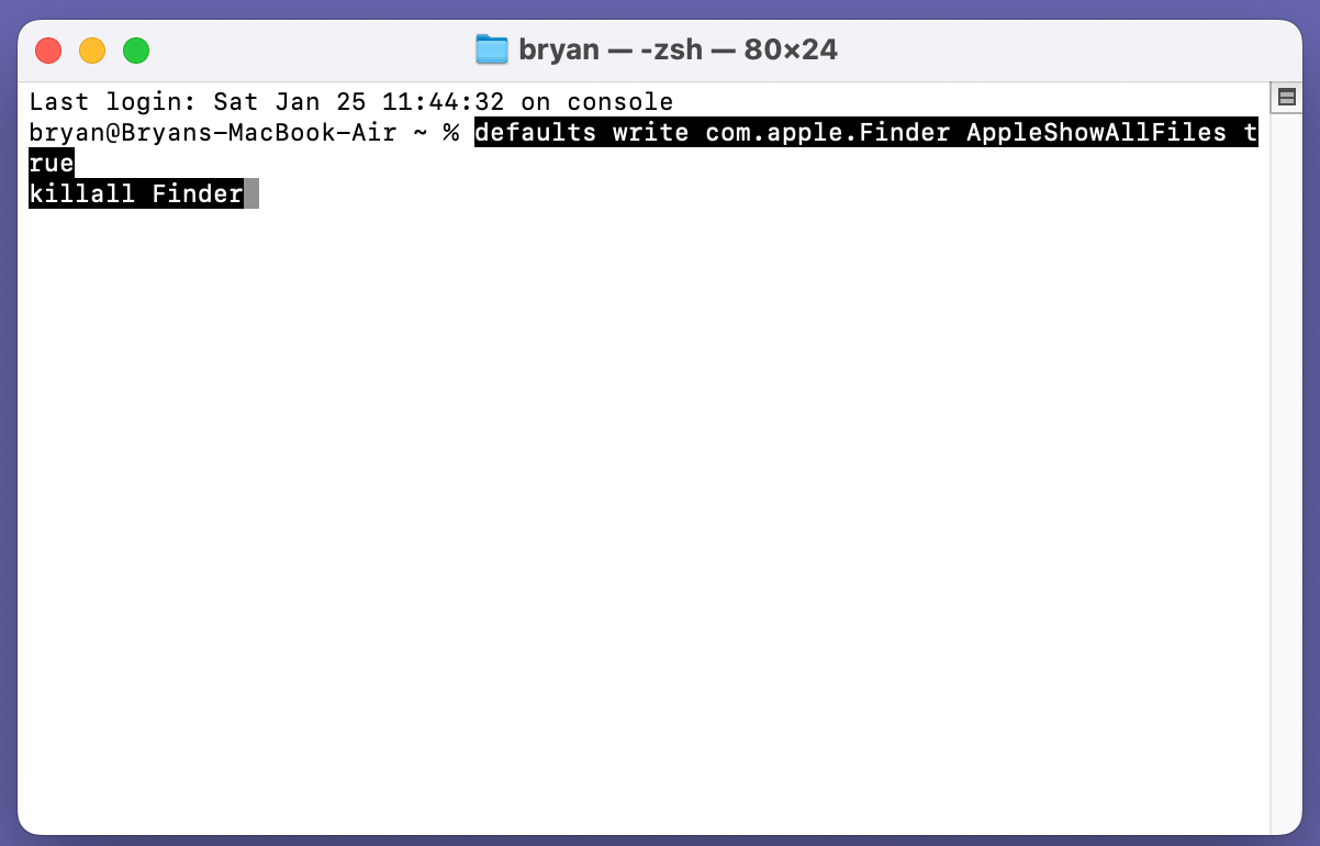Use Terminal to Show Hidden Files on USB Flash Drive