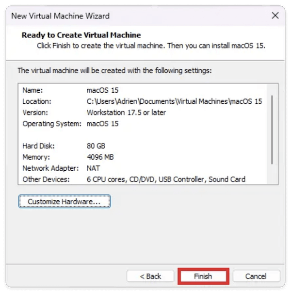 install macOS Sequoia on VMware on Windows