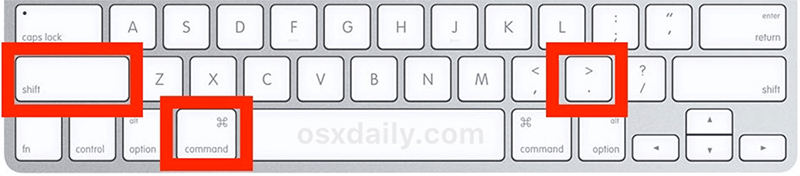 Press the Command + Shift + Period keys simultaneously