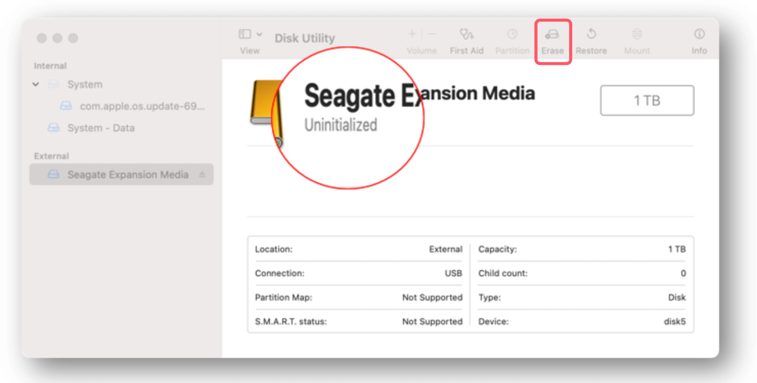 Select and Erase the Drive