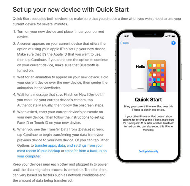 Move iPhone files via iOS swift migration feature