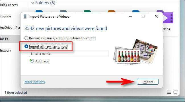 Select items to import
