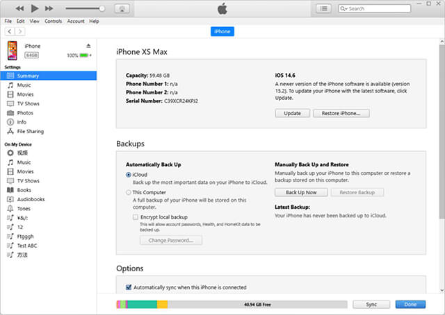 Transfer files from iPhone to iPhone via iTunes Backup