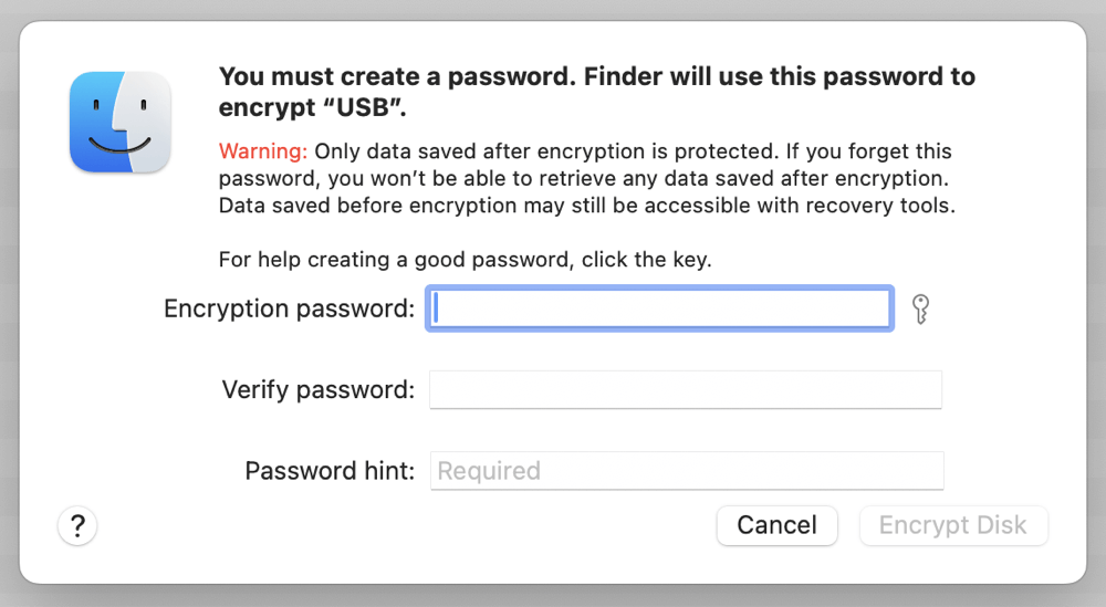 lock USB drive on Mac