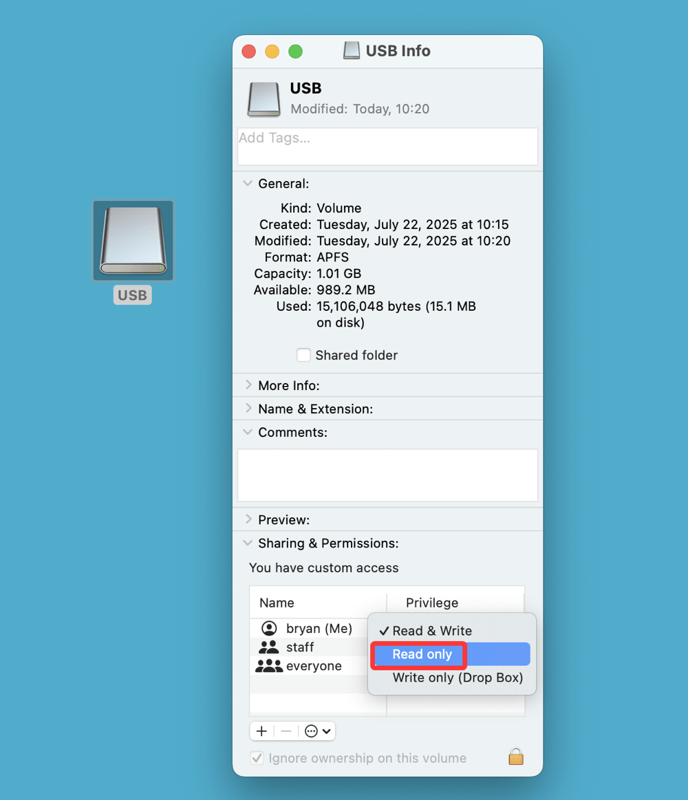 lock USB drive on Mac