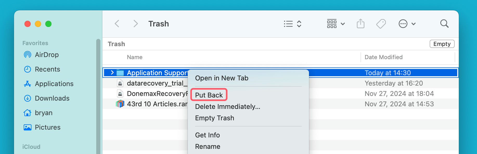 Application Support folder might be lost or corrupted